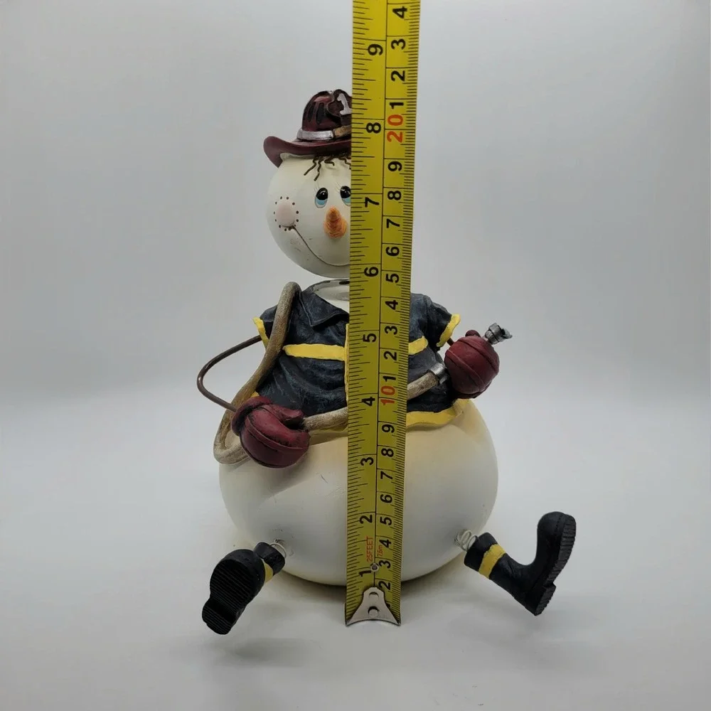 Snowman Firefighter Bobble Head Figurine Christmas Decor Fireman 9‎ Inch